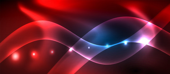 Neon glowing lines, magic energy space light concept, abstract background wallpaper design