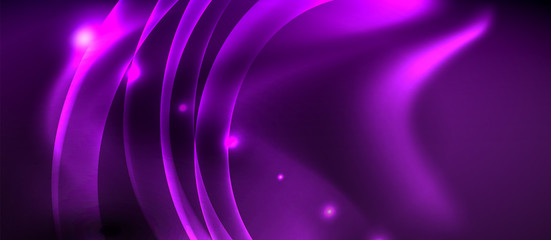 Glossy glowing neon light wave background