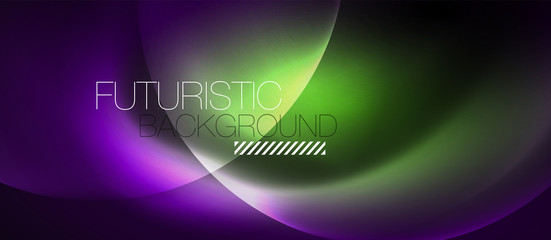 Shiny neon color light with circles abstract background