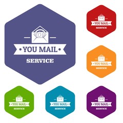 Delivery business icons vector colorful hexahedron set collection isolated on white 