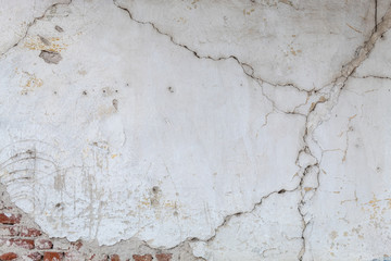 Old Weathered White Painted Cracked Wall Texture 