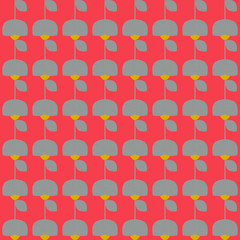 Modern vector abstract seamless geometric pattern with stylized flowers and leaves in retro scandinavian style.