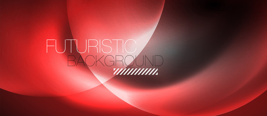 Shiny neon color light with circles abstract background