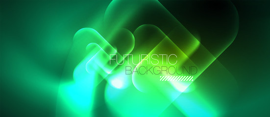 Neon glowing techno lines, blue hi-tech futuristic abstract background template