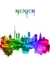 Munich Germany skyline Portrait Rainbow