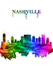 Nashville Tennessee skyline Portrait Rainbow