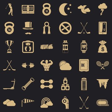 Weight icons set. Simple style of 36 weight vector icons for web for any design