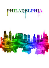 Obraz premium Philadelphia Pennsylvania skyline Portrait Rainbow