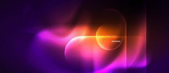 Neon glowing techno lines, hi-tech futuristic abstract background template