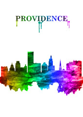 Providence Rhode Island skyline Portrait Rainbow
