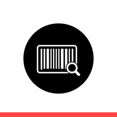 Search barcode vector icon, label symbol. Simple, flat design isolated on white background for web or mobile app