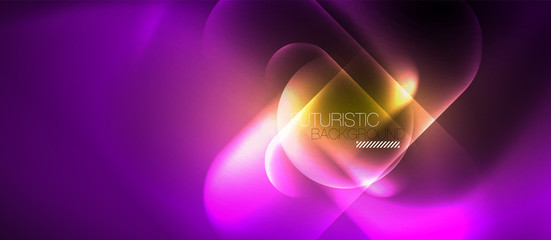 Neon glowing techno lines, blue hi-tech futuristic abstract background template