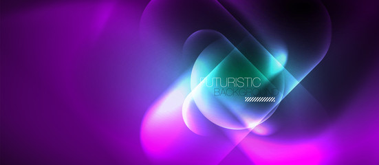 Neon glowing techno lines, hi-tech futuristic abstract background template