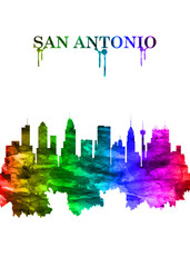 Obraz premium San Antonio Texas skyline Portrait Rainbow