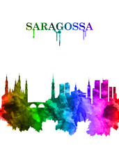 Fototapeta premium Saragossa Spain skyline Portrait Rainbow