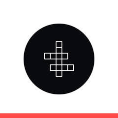 Crossword vector icon, intelligence symbol. Simple, flat design isolated on white background for web or mobile app