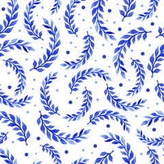Fototapeta na wymiar Vector seamless hand drawn floral pattern. Background with plants, leaves, branch.