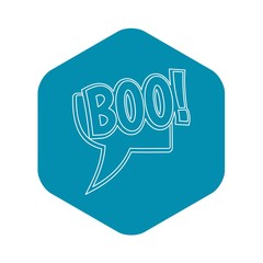 BOO, comic text sound effect icon. Outline illustration of BOO, comic text sound effect vector icon for web