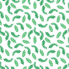 Vector seamless hand drawn floral pattern. Background with plants, leaves, branch.