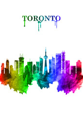 Toronto Canada skyline Portrait Rainbow