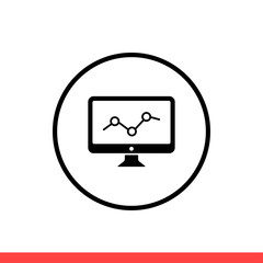 Fototapeta premium Analytic vector icon, seo research symbol. Simple, flat design isolated on white background for web or mobile app