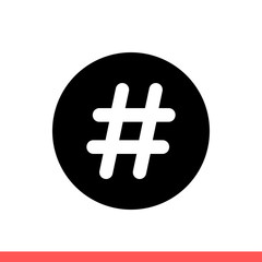 Hashtag vector icon, topic symbol. Simple, flat design isolated on white background for web or mobile app