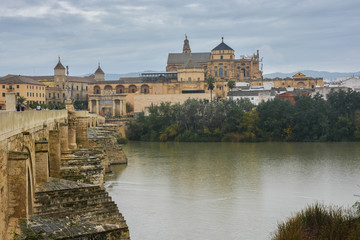 Cordoba in November. Roman Bridge and Mezquita.