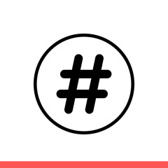 Hashtag vector icon, topic symbol. Simple, flat design isolated on white background for web or mobile app