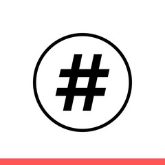 Hashtag vector icon, topic symbol. Simple, flat design isolated on white background for web or mobile app