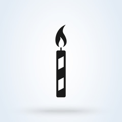 candle light burn flat style. icon isolated on white background. Vector illustration