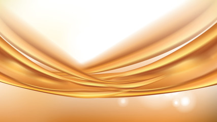 Orange golden flowing liquid vector abstract background