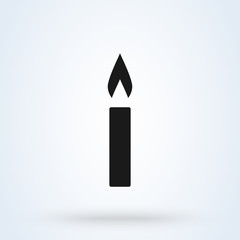 candle light burn flat style. icon isolated on white background. Vector illustration