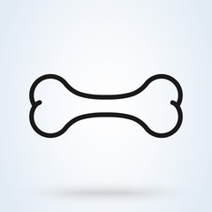 dog bone icon line art. isolated on white background. Vector illustration