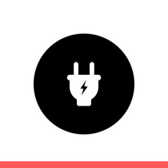 Obraz premium Plug vector icon, electric symbol. Simple, flat design isolated on white background for web or mobile app