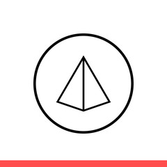 Pyramid vector icon, triangle symbol. Simple, flat design isolated on white background for web or mobile app