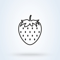 Fototapeta premium strawberry simple flat style. Line art Vector illustration icon isolated on white background