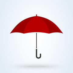 Red umbrella flat style. Vector illustration icon isolated on white background.