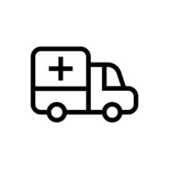 ambulance truck emergency car icon design. line art medical vehicle vector illustration