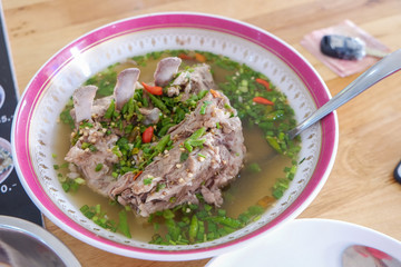 Pork soup with spicy in bowl