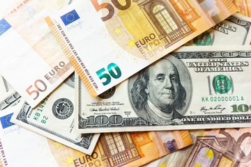 Pile of old one hundred dollar bills bills, close up dollars