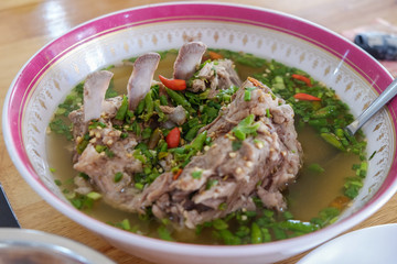 Pork soup with spicy in bowl