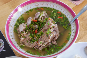 Pork soup with spicy in bowl