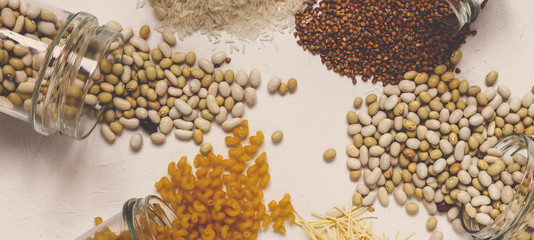 Zero waste. Eco friendly ware for storing groceries, cereals. The concept of sustainable lifestyle