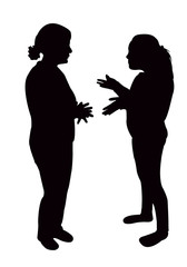 women making chat, silhouette vector
