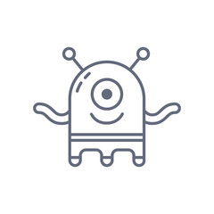 Extraterrestrial alien face or head symbol line art vector icon for apps and websites