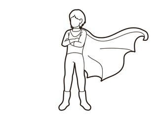 Super Hero Man standing with costume cartoon graphic vector.