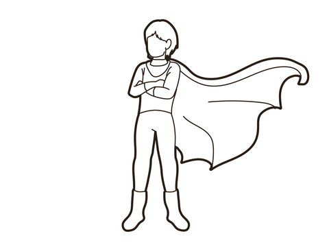 recommend clip art: Super Hero Man standing with costume cartoon graphic vector.