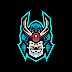 old man head as samurai mascot logo for e sports logo