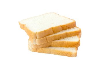 sliced soft and sticky delicious white bread for breakfast on white isolated background