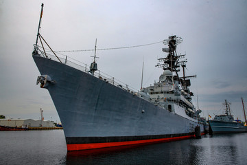 Fototapeta premium Discarded German warship in the harbour